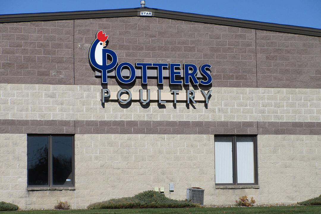 Channel Letters Potters Poultry