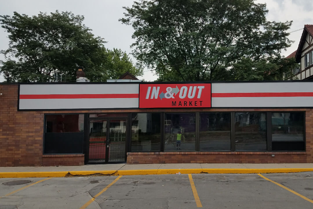 Convenience Stores In & Out Wall Sign